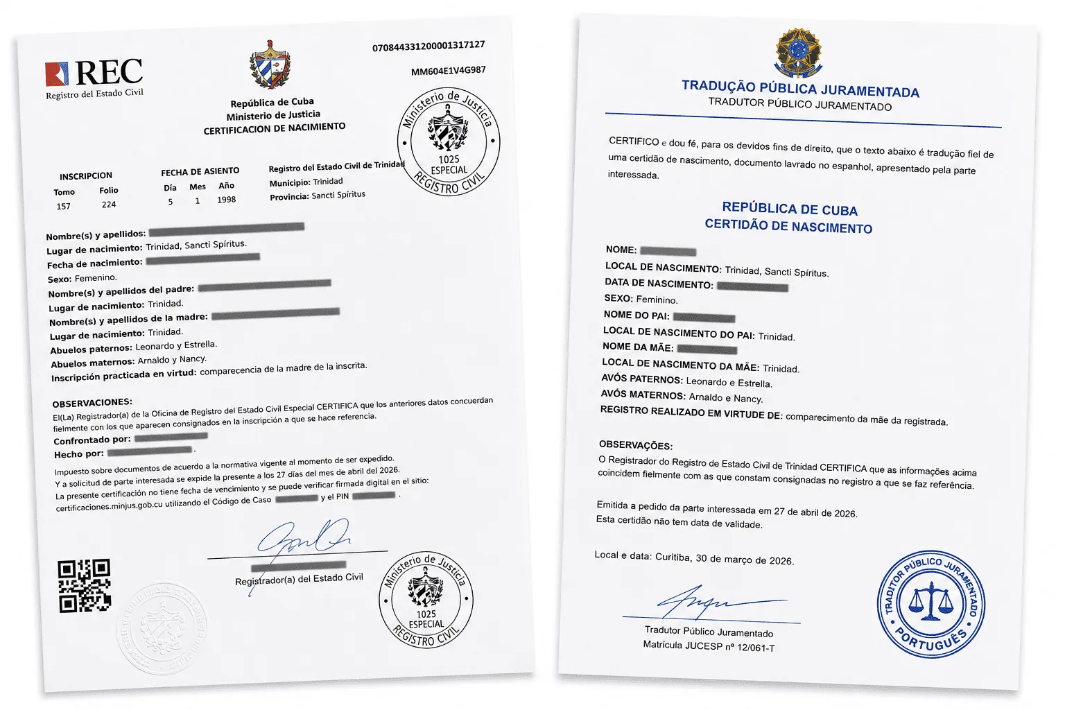 Traducción - Certificación de Nacimiento